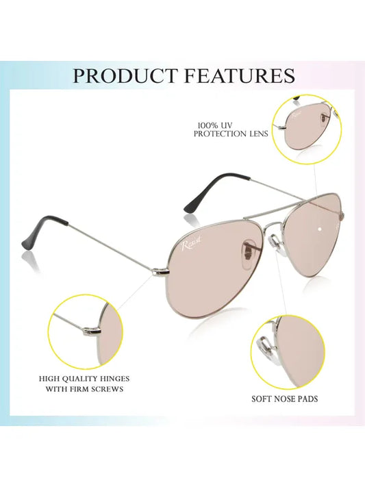UV-Protected Silver Pink Aviator Sunglasses for Men and Women - SunglassesCart